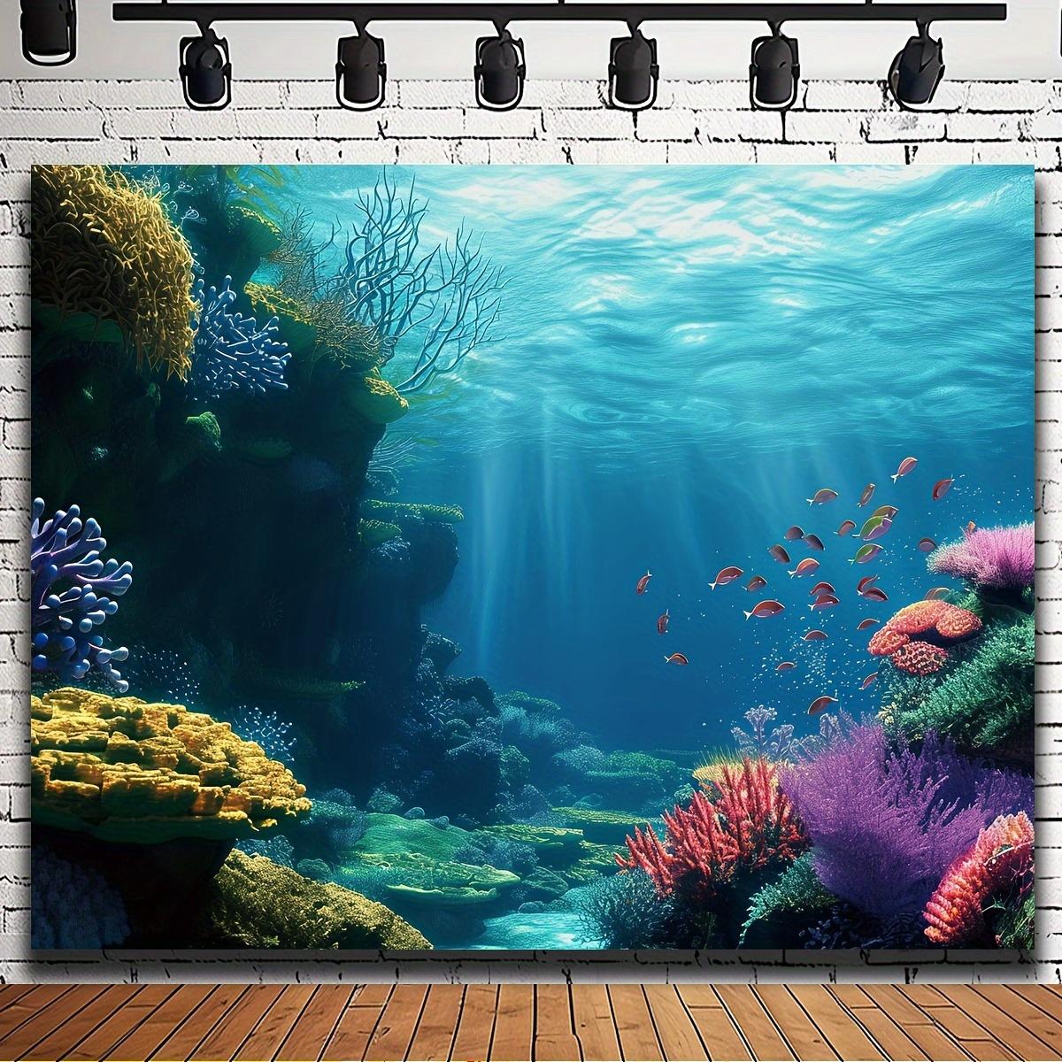 1 piece of vibrant underwater coral reef backdrop - polyester, colorful marine life photography background (as the picture,100x150cm)