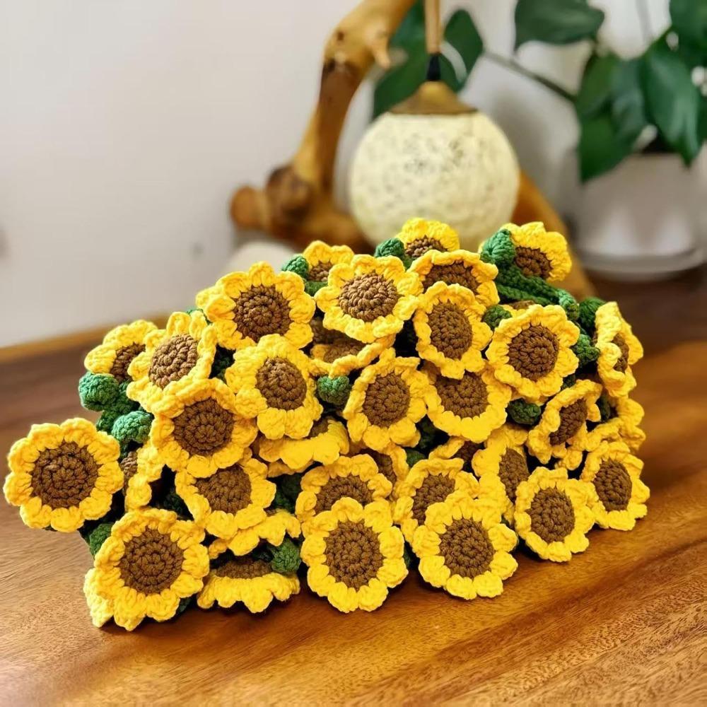 Handmade Crochet Sunflower Floral Blanket, Soft Floral Crochet Flower Blankets, Comfortable and Warm Suitable for Travel, Picnics and Home Settings