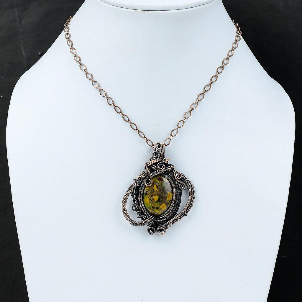 Fruit Jasper Copper Pendant Copper Wire Wrapped Pendant Antique Copper Jewelry Gift For Mom Handmade Real Gemstone Pendant Wire Wrap Jewelry