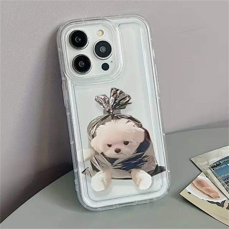 Dog Cat Couple Phone Case For iPhone 16 15 11 12 14 13 Pro Max Mini XS X XR 7 8 Plus Kawaii Cute Cartoon Animal Cellphones Cover