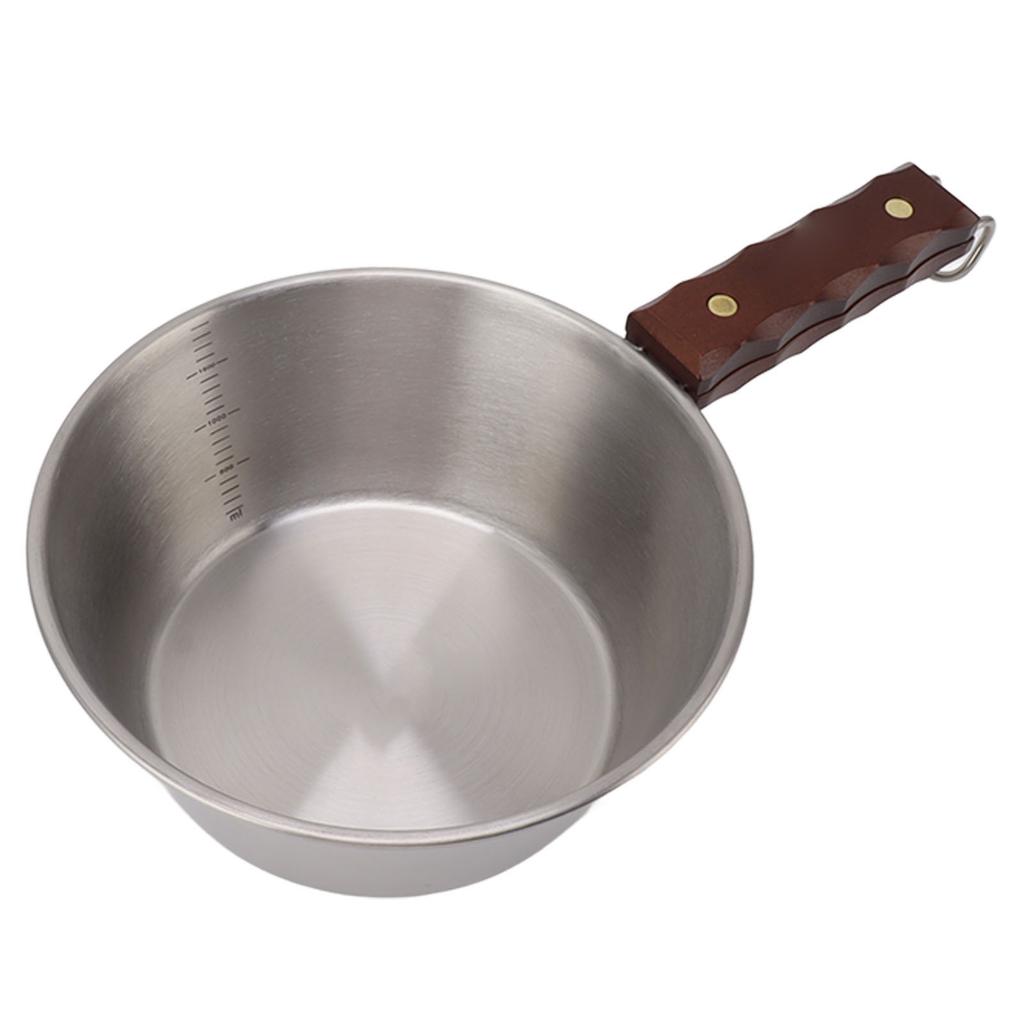 Sartén de Camping Acero Inoxidable 304 2000ML Mango de Madera Seguro Portátil para Senderismo al Aire Libre Picnic