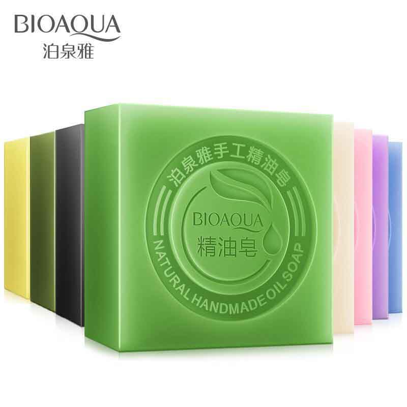 Bioaqua Bambuskohle-Seife, Matcha-Seife, Lavendel, reinigende ätherische Ölseife, Schönheit, Haut, handgemachte Seife, Kosmetik