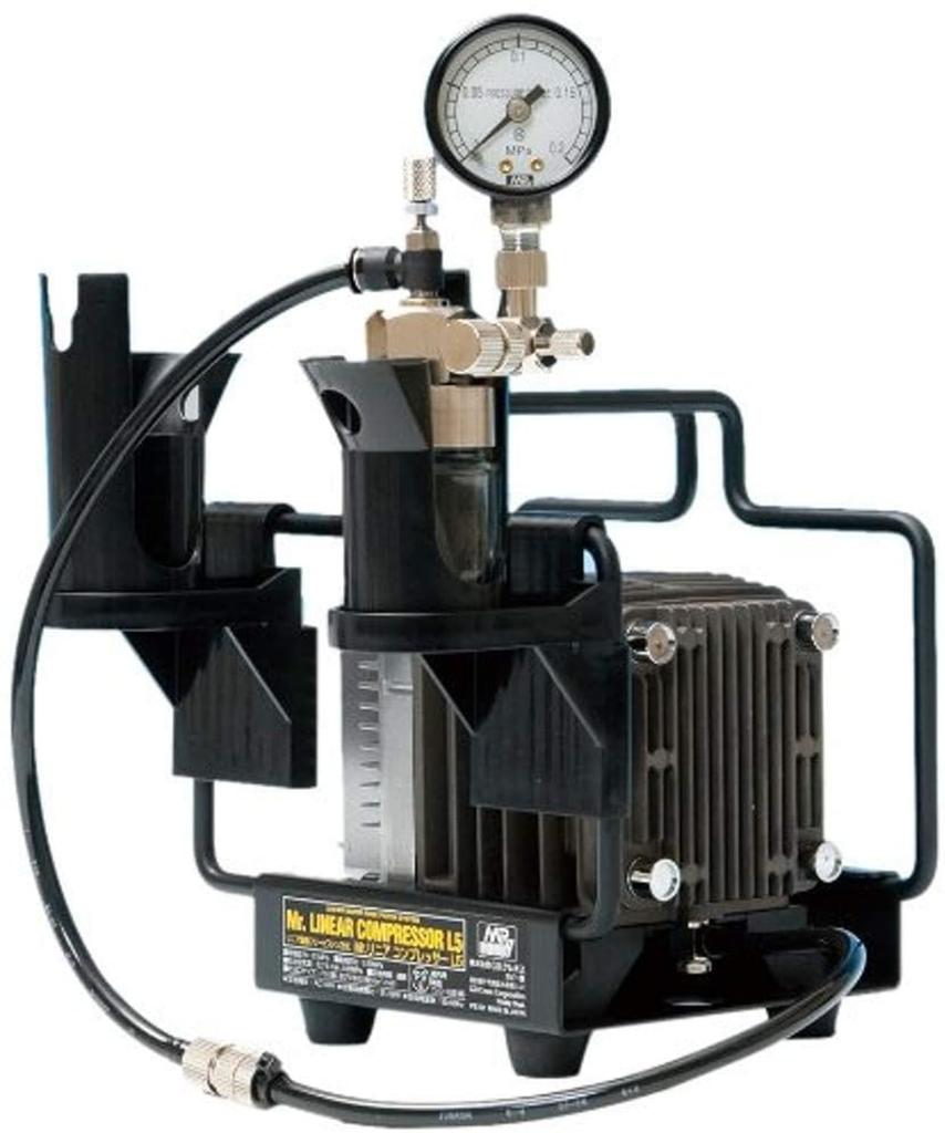 GSI Creos Linearkompressor-Set mit Druck Hobby-Lackierwerkzeug PS313 Mr. L5/Regler-Manometer,