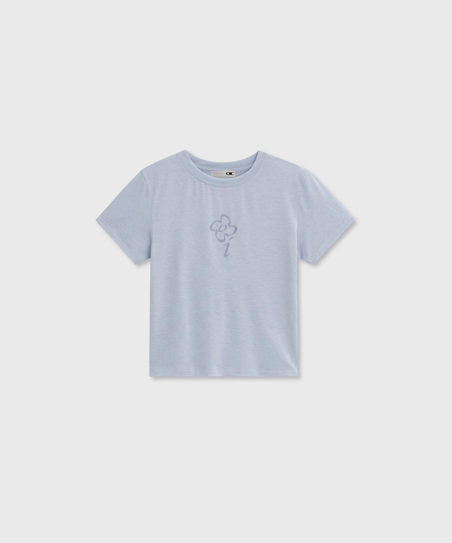Oioi Collection Romantic Flower T-Shirt Sky Blue Xs