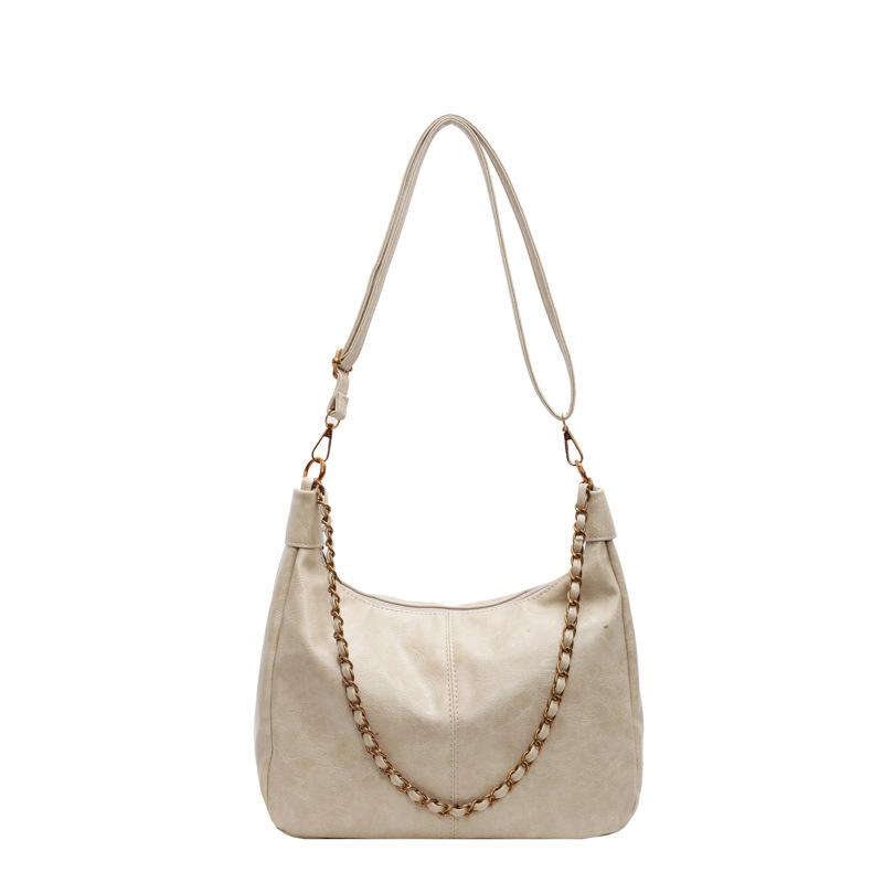 Retro shoulder bag new fashion texture women's bag simple solid color work commuter bag