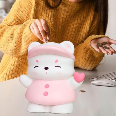 Bear Figurine Statue Cute Piggy Bank Canister Storage Bottle Collectible Delicate Money Bank,Saving