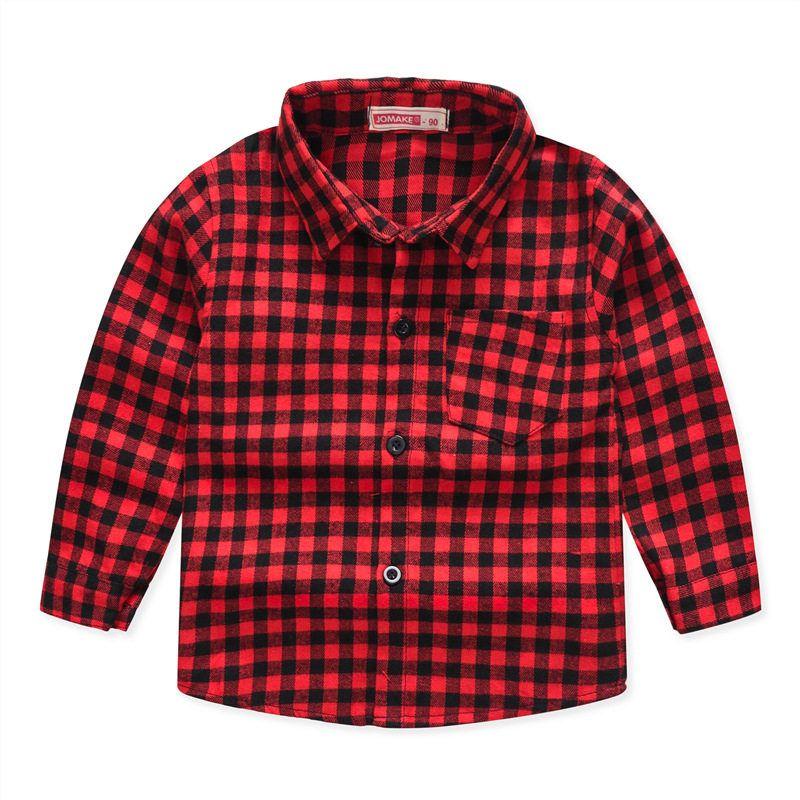 Spring and Autumn Boys and Girls Korean Cotton Plaid Shirt