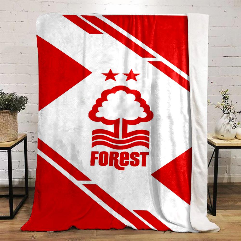 Forest Logo with Red and White Design printed Flannel blanket for bedroom, living room, sofa, and nap