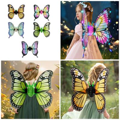 Electric Fairys Wing Light Up Moving Butterfly Wing Princess Cosplay Dressing Up Costume for Halloween Christmas Party