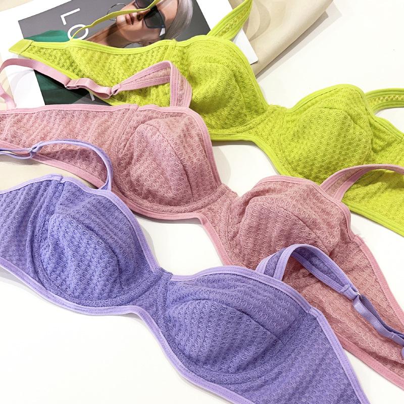 Şeker Renk iç çamaşırı seti Kadınlar için Yaz Ultra Ince Push Up Sütyen Seti Fransız Seksi Bralette Dantel Kumaş Nefes Sütyen Tanga Setleri
