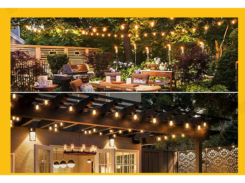 G40 Solar Dimmable LED String Lights for Camping and Courtyard Decoration, Waterproof Large Round Balls
