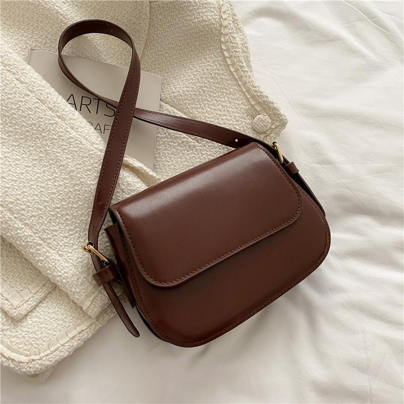 Textured small bag women's  autumn and winter new trendy retro messenger bag underarm shoulder bag solid color small square bag