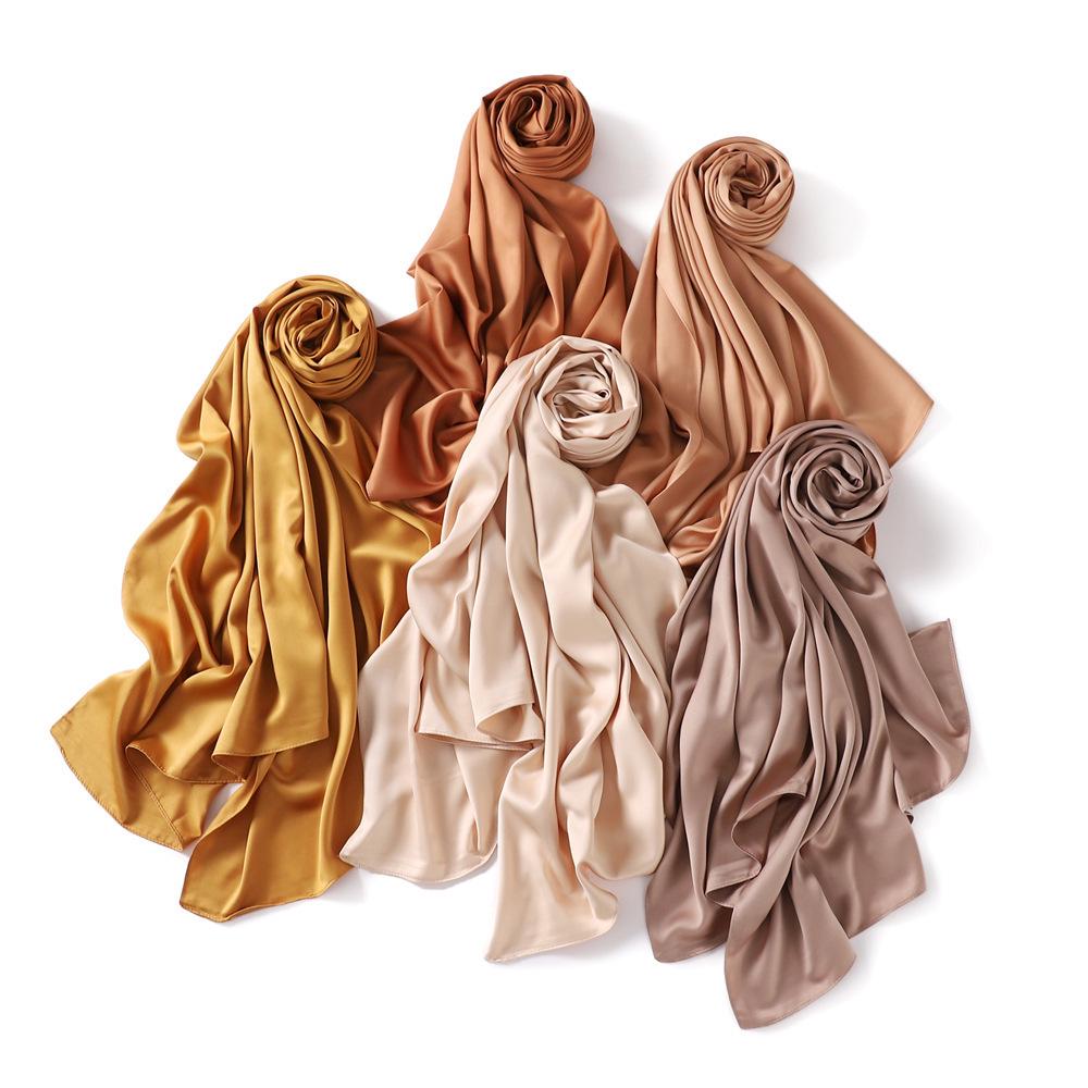 Middle Eastern Women's Sun Protection Imitation Silk Satin Headscarf