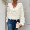 Women S Elegant Commuter Long Sleeve Ruffle Shirt With Tassel And Lurex