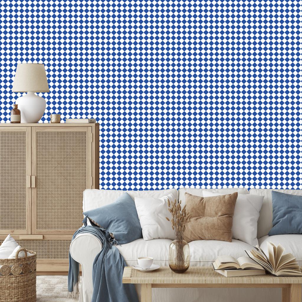 Geometric Blue and Azure Diamonds Wallpaper for Living Room and Bedroom 50x1000