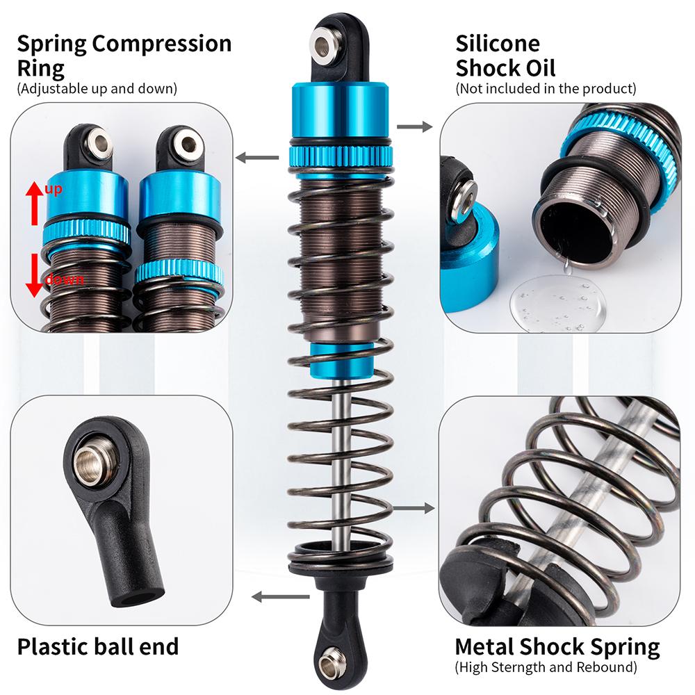 AXSPEED Aluminum Oil Filled Shock Absorbers Front Rear Dampers for 1/10 Tamiya TT-02B DT-02 DT-03 DF-02 RC Drift Car Parts