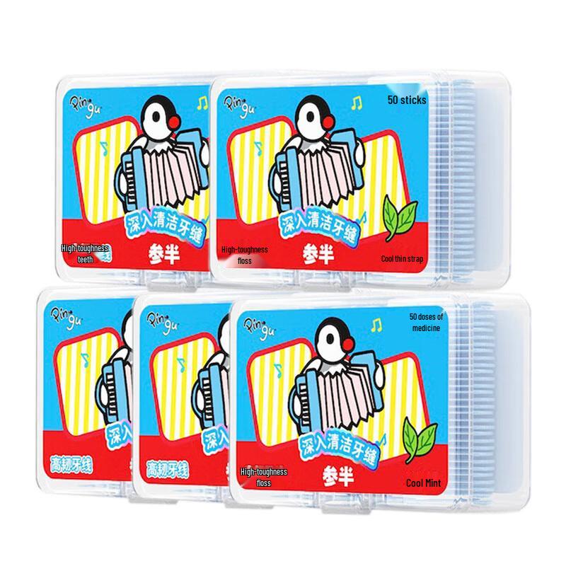 Sanban Pingu Edition Sea Salt Mint Dental Floss Sticks
