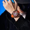 New Business Cool Wine Barrel Shaped Hollowed Dial Men's Wristwatch Silicone Strap Waterproof Luminous Quartz Male Watch