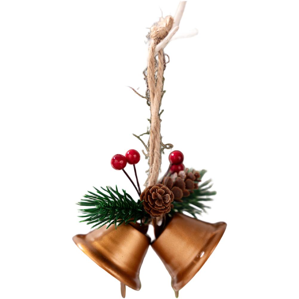 1PC Christmas Pendulum Bell Pendant 10*7*8cm Howbeit Christmas Decorations Simulated Pinecone Double Bell Pendant Green Red