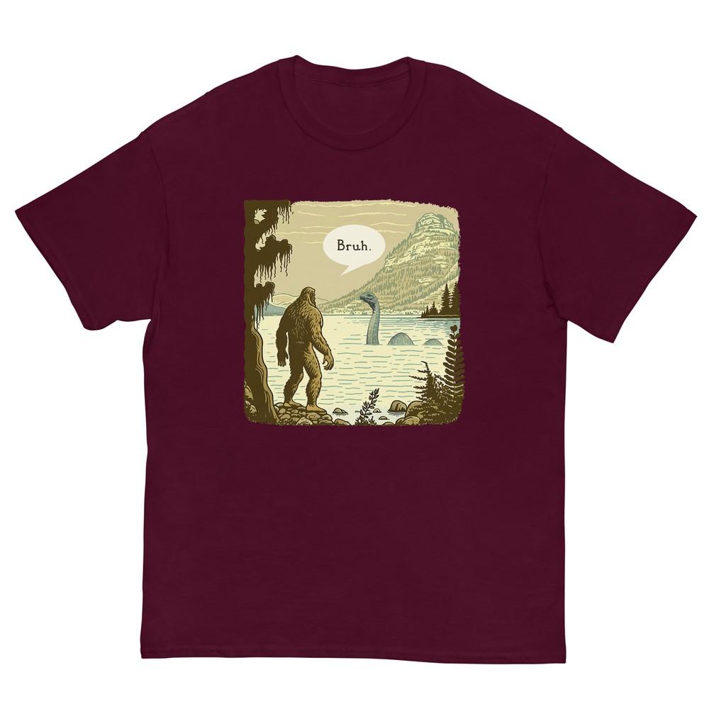 Funny Bigfoot Sasquatch Loch Ness Monster Introvert Bruh Tshirt S