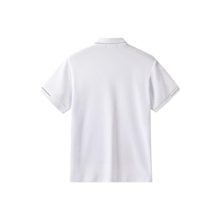 Li Ning Logo Cotton Breathable Solid Color College Style Sports Casual Short Sleeve Polo Shirt Unisex Polo Shirts LSKS110-2