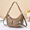 Fashionable Crescent Shoulder Bag with Multiple Zippers and Pocket Details Simple Crossbody Bag Solid Color Suitable for Daily Shopping