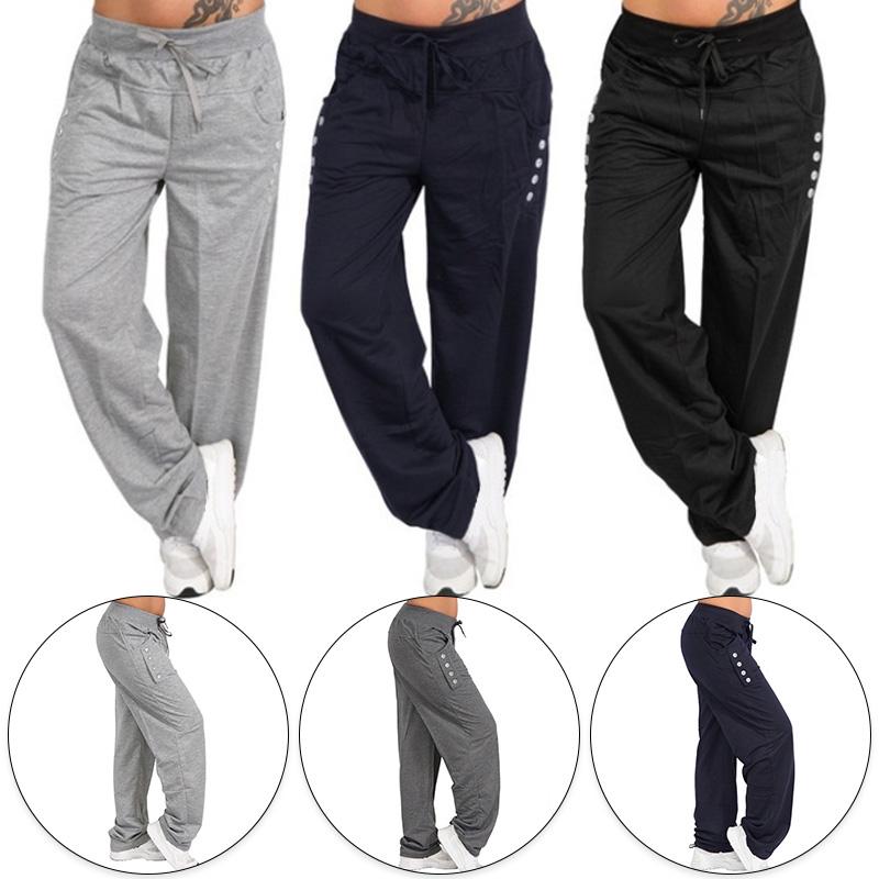 Women's Hip Hop High Waist Baggy Sweatpants Running Jogging Sports Pants Trousers Casual Streetwear