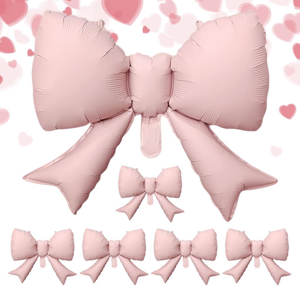 6 Stück Rosa Matt Folien Schleifenballons Fliege Rosa Ballon für Hochzeit Brautparty Dekoration Ballon für Mädchen Geburtstagsparty Foto Requisite