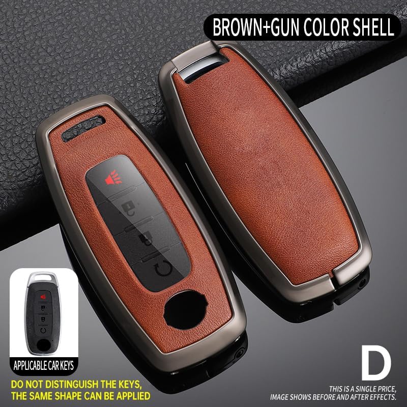 SANRILY PU Leather 3/4/5 Button Key Fob Cover Fit for Nissan Rogue 2024 2023 Pathfinder X-trail Ariya 8 Gen Th New Teana Keyless with Keychain