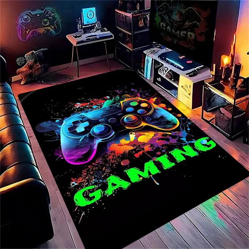 Gaming for Boys Room Gamer Casual Carpet with Controller Design Rug for Game Room Bedroom Decor Machine Washab Mat