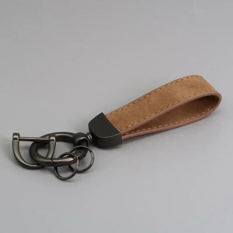 Custom LOGO Suede Leather Keychain Vintage Laser Engrave Car Key Ring Holder for Men and Women Personalized Key Chains Ring