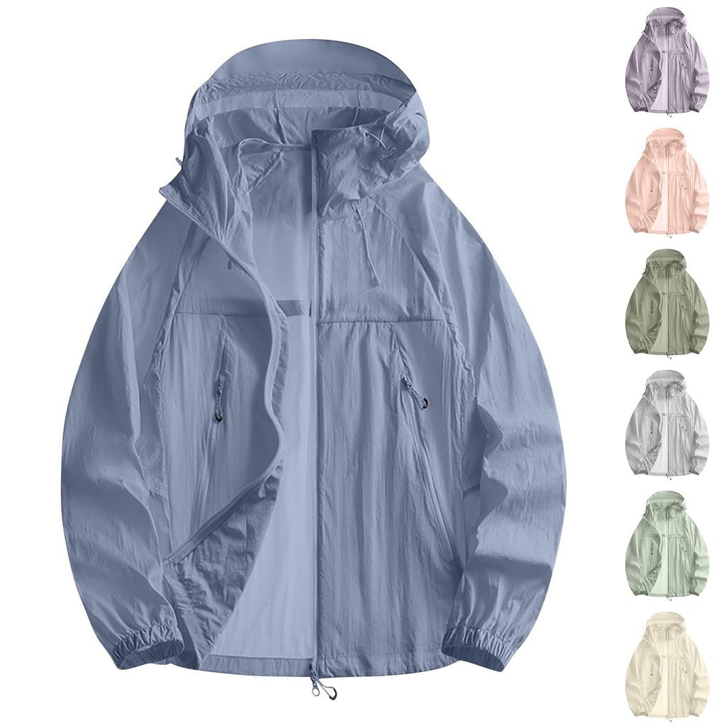 Lightweight Hooded Jacket For Couples Fashion Sunscreen Full Zipper Breathable Comfy Hoodies Coat Outdoor Sport Outwear