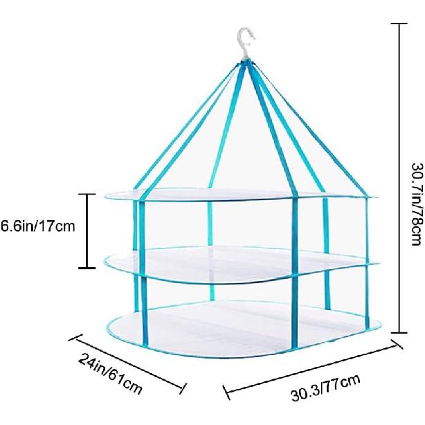 Fashion & Lifestyle Large Size Sweater Hanging Dryer, 3 Tier Folding Drying Rack, Lay Flat to Dry Mesh Clothes Hanger for Delicates and Swimsuit