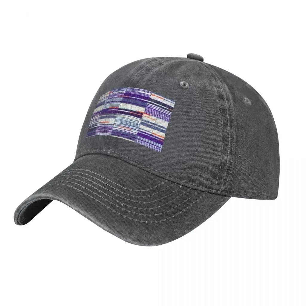 Elizabeth Line Underground Moquette Seat Cover Baseball Caps Washed Denim Hats Casquette Streetwear Baseball Cowboy Hat