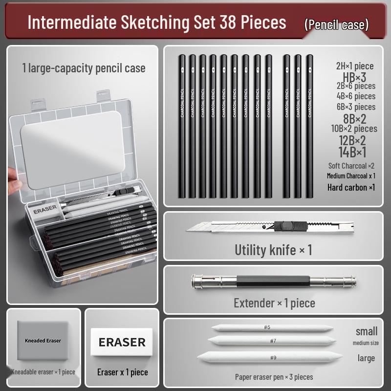 Professional Sketch & Charcoal Pencil Set for Students & Beginners