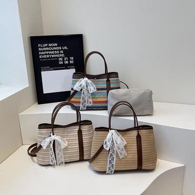 New Korean Style Shoulder Bags Fashion Straw Woven Commuting Tote Bag for Women Casual Minimalist Underarm Handbag Phone Bag