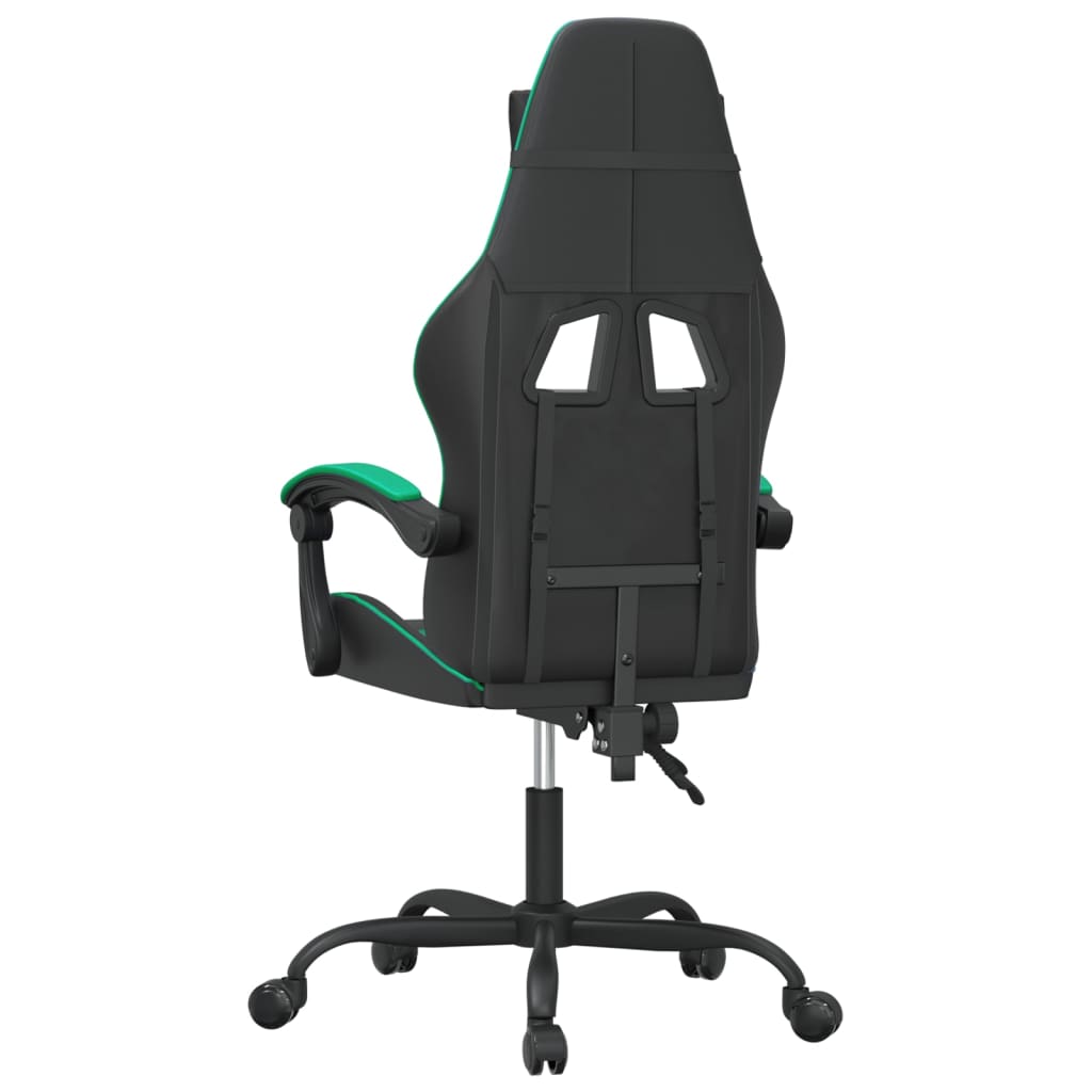 Gaming Chair Swivel Black and Green Faux Leather