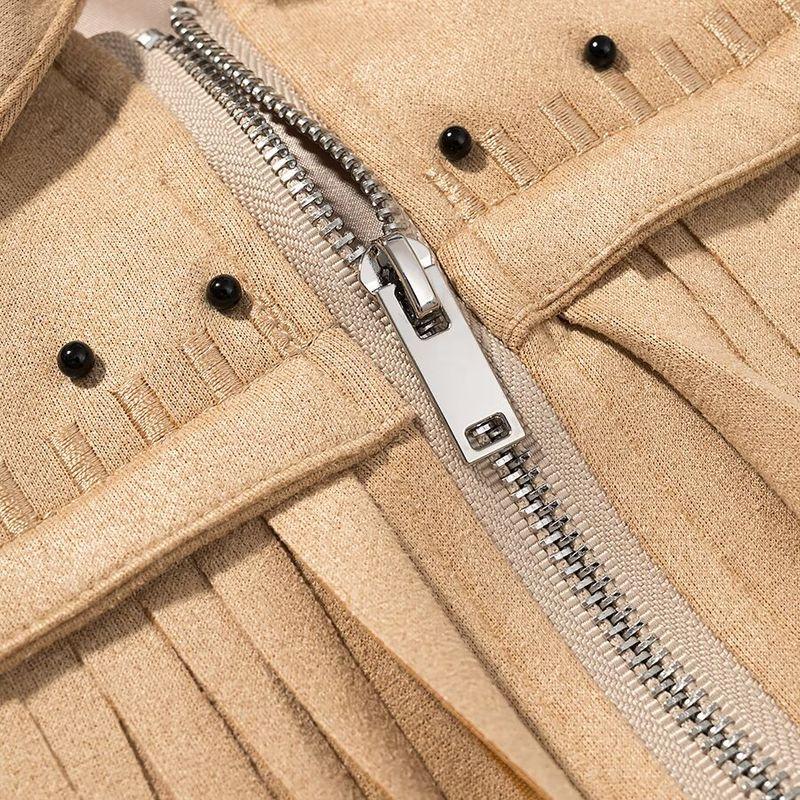 Kaslead New Women clothes Western Style Fashion Simple Tassel Leather Coat Imitated Chamois Pu Jacket