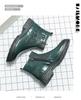 Men's High-Top Plus Size Double Buckle Leather Boots - British Style, Slip-On, Martin Design, Autumn Winter Collection