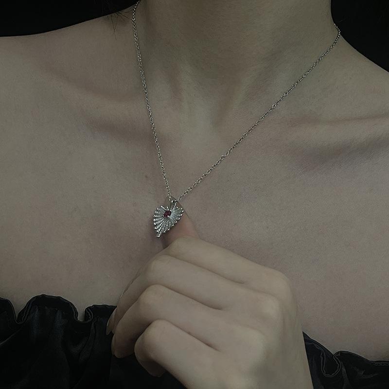 Sweet Princess Style Silver Asymmetrical Bow Necklace Slightly Inlaid Pink Treasure Sweet Premium Clavicle Chain Female