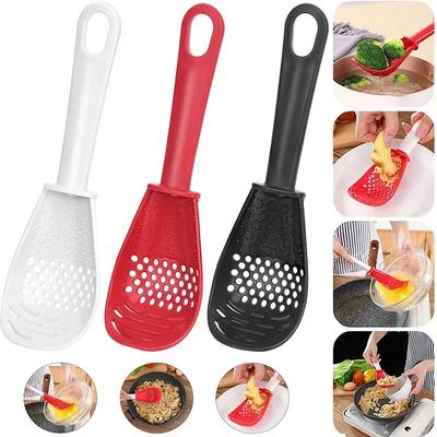 Nouvelle Cuillère de Cuisine Multifonctionnelle Ménagère Résistante à la Chaleur Trou de Suspension Innovante Presse-Pommes de Terre Ail Cuillère Passoire