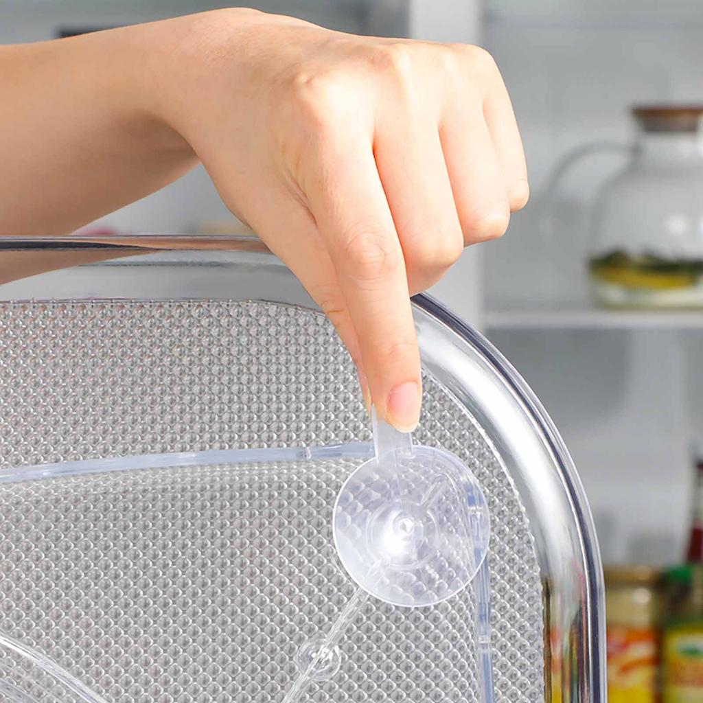 Tisch-Gewürzlagerregal, drehbares Haushaltslagerregal, transparenter, umkehrbarer Kühlschrank-Drehteller