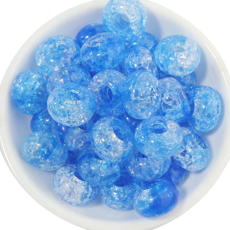 50 Acrylic Two-Color Crackle Crystal Large Hole Beads - Spring Color Spacer for DIY Bracelets