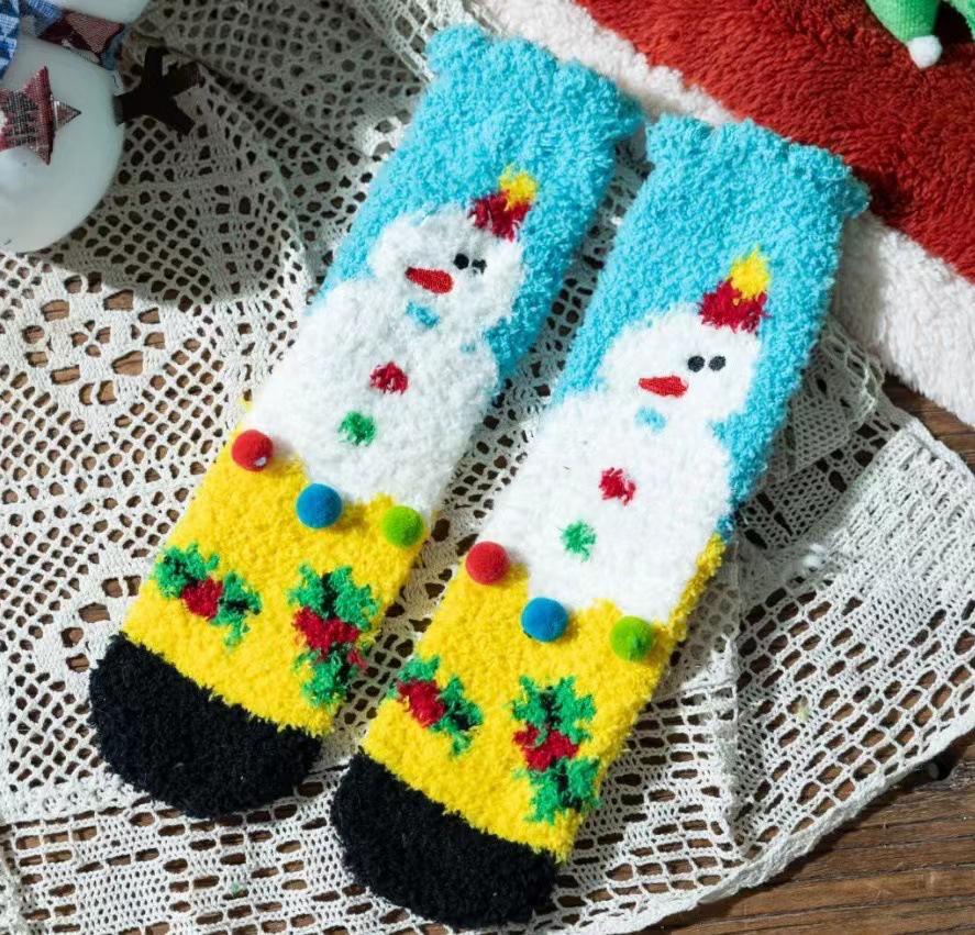 

Embroidered Coral Fleece Women s Mid-Calf Sleep Socks - Thick, Cozy, Winter Floor Socks for Christmas Yellow Coral Fleece Accessories