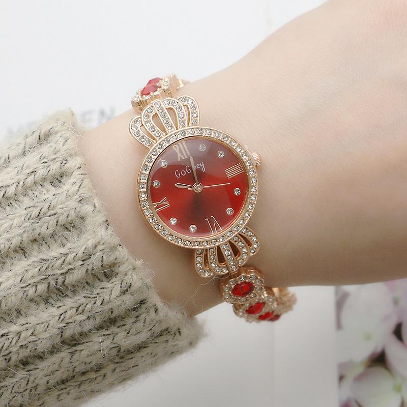 Strasskrone Beliebte Armbanduhr Damenuhr Vielseitige Mädchen Quarzuhr Außenhandel Farbiger Diamant Tide-Uhr Mori Damenuhr