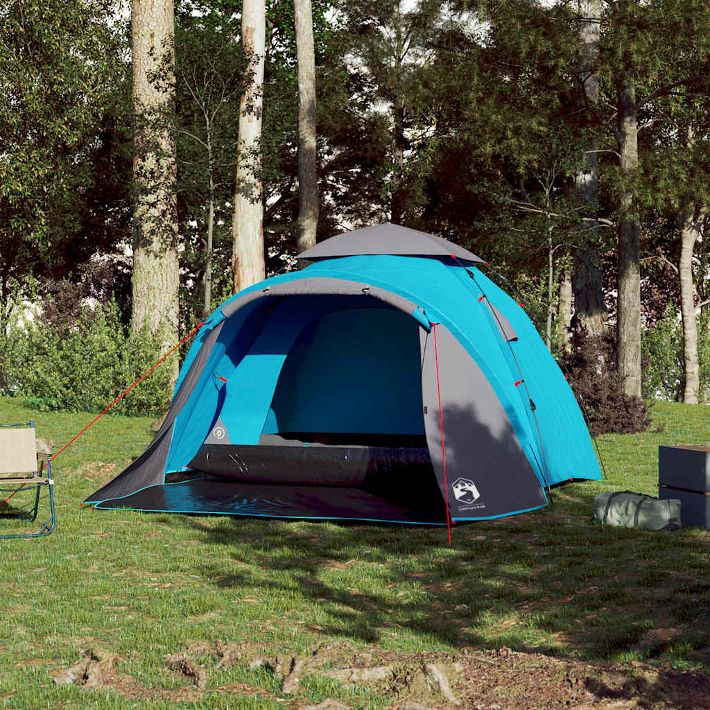 Dome Camping Tent for 3 Persons Blue Quick Release