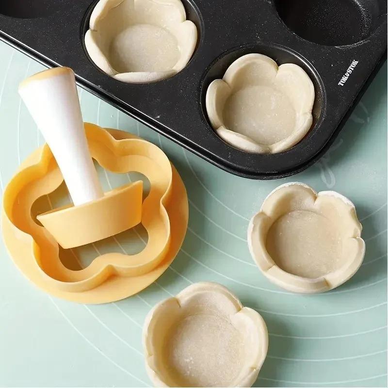 Flower Shaped Cutter Cake Mold Creative Cake Cup Presser Biscuit Mold Pastry Dough Tamper Set Pie Tamper Kitchen DIY Baking Tool