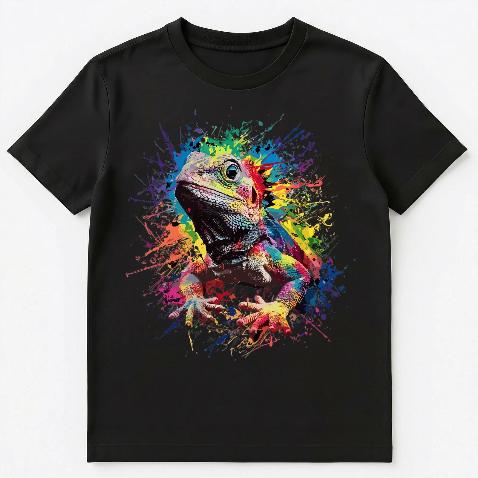 

Colorful Paint Splash Lizard Art Graphic Unisex T-Shirt S