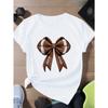 European Size Plus Size Women's Casual T-Shirt with Football Bow Illustration - Short Sleeve, Round Neck, 100% Polyester, Machine Washable