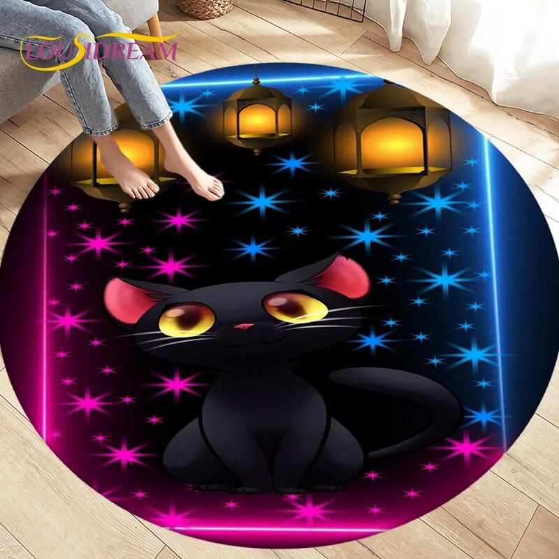 3D Cartoon Cute Cat Area Rug,Round Carpet Rug for Living Room BedRoom Sofa Chair,Kids Play Crawl Soft Non-slip Floor Mat Gift